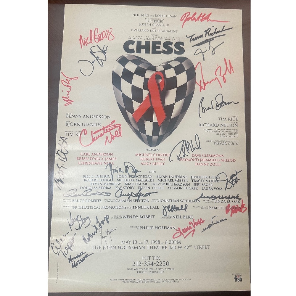 Chess Concert to benefit Broadway Cares / Equity Fights AIDS Signed Poster